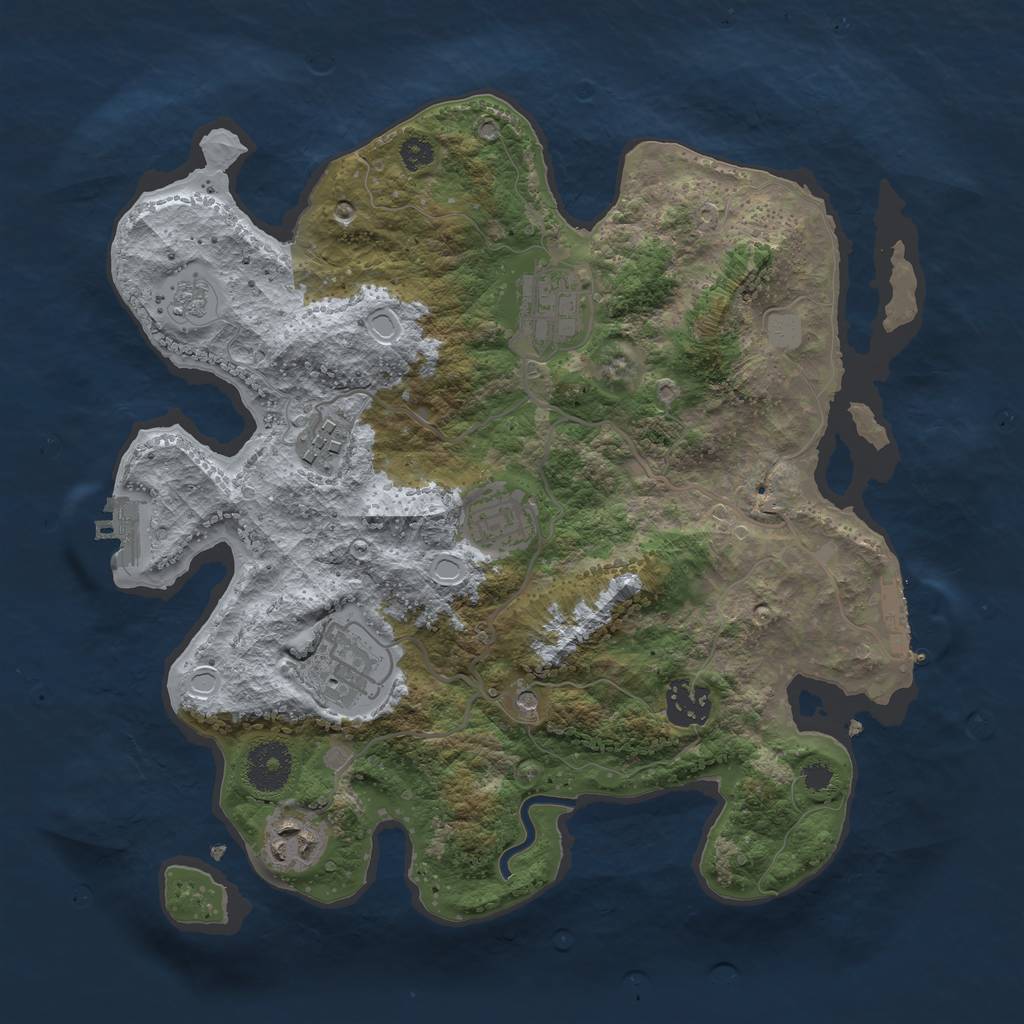 Rust Map: Procedural Map, Size: 3200, Seed: 54874873, 13 Monuments