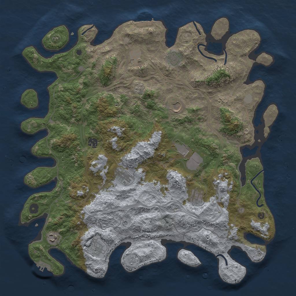 Rust Map: Procedural Map, Size: 4500, Seed: 1532006928, 17 Monuments