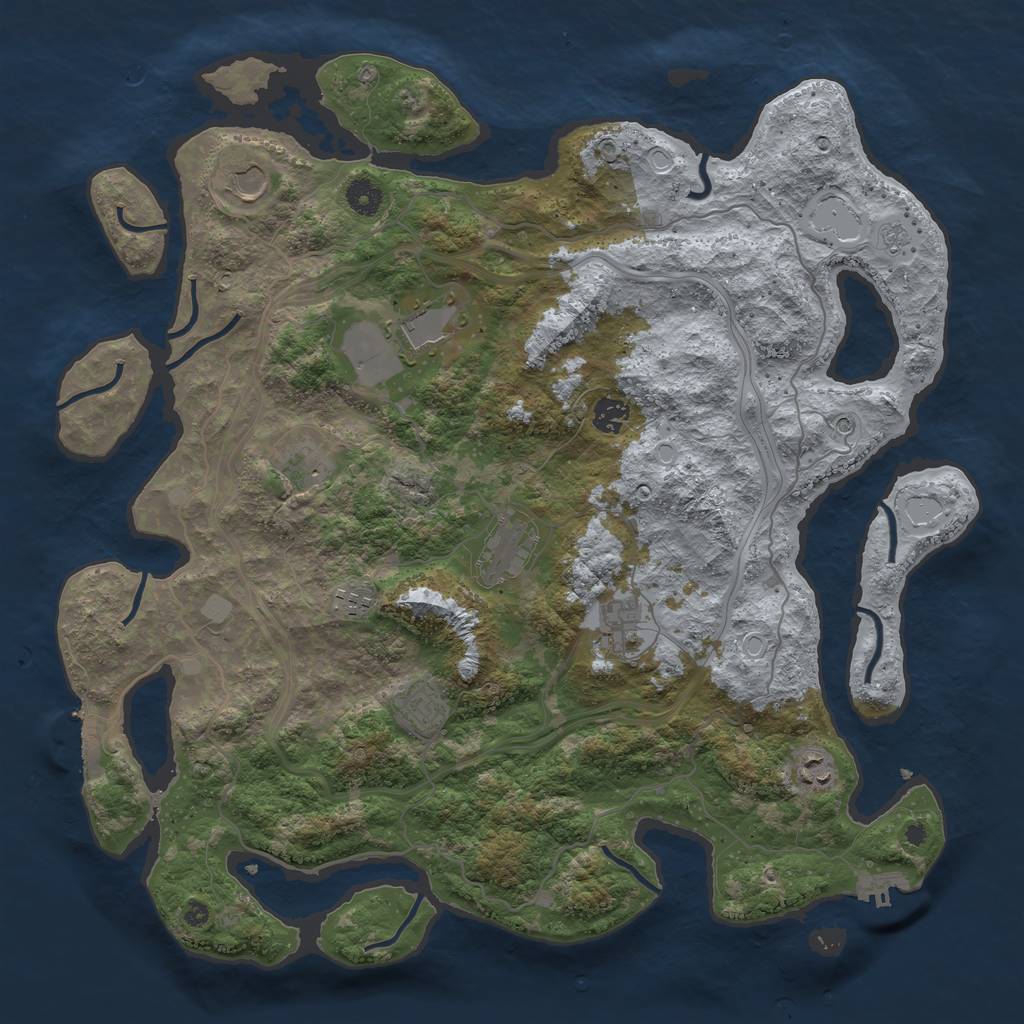 Rust Map: Procedural Map, Size: 4250, Seed: 18666, 16 Monuments