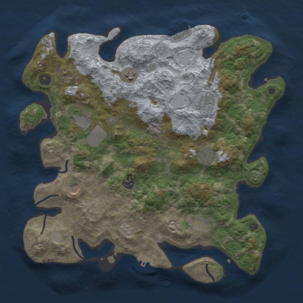 Rust Map: Procedural Map, Size: 3800, Seed: 836427099, 16 Monuments