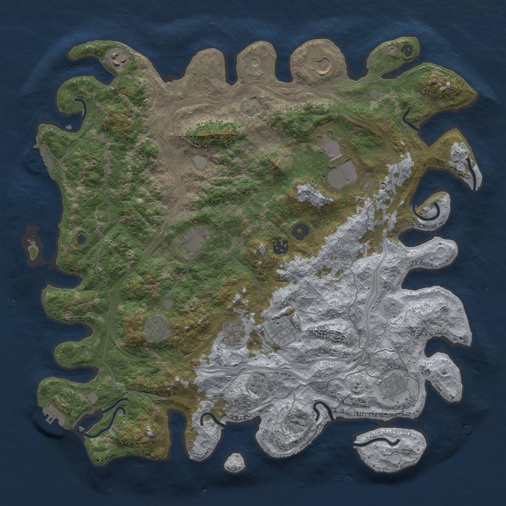 Rust Map: Procedural Map, Size: 4500, Seed: 2315976, 17 Monuments