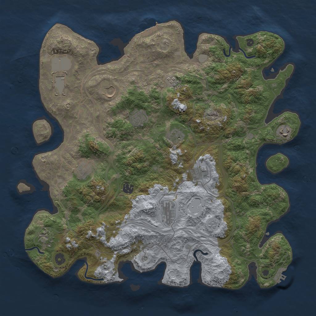 Rust Map: Procedural Map, Size: 4250, Seed: 598875274, 18 Monuments