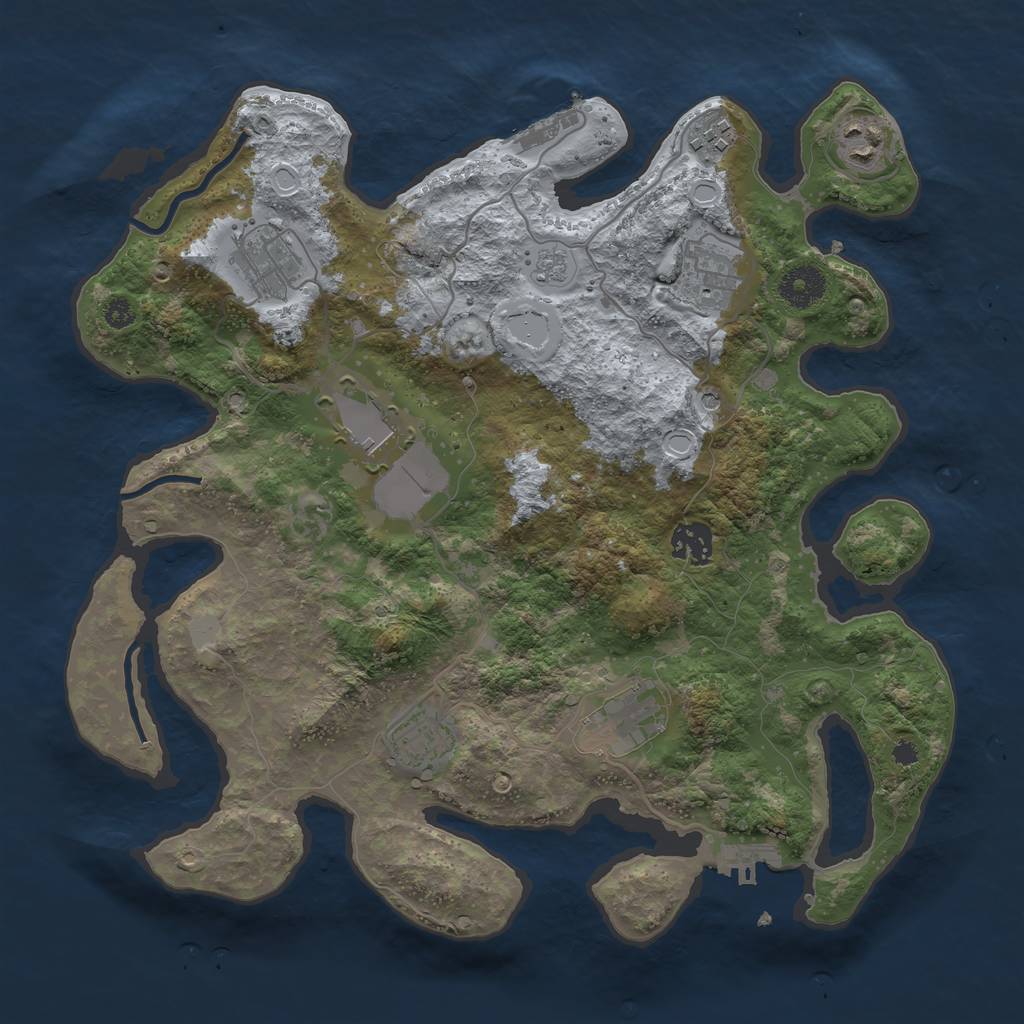 Rust Map: Procedural Map, Size: 3500, Seed: 36415234, 15 Monuments