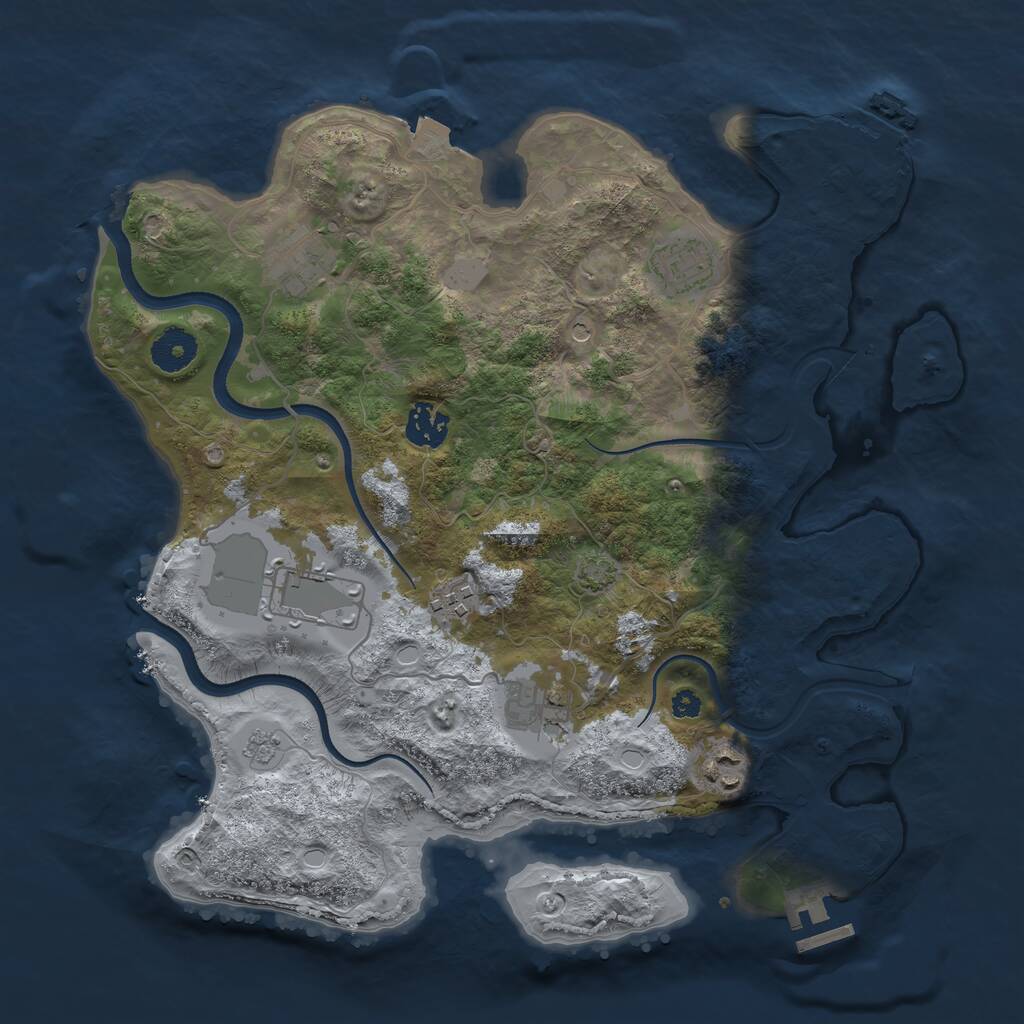 Rust Map: Procedural Map, Size: 3500, Seed: 1216734718, 13 Monuments