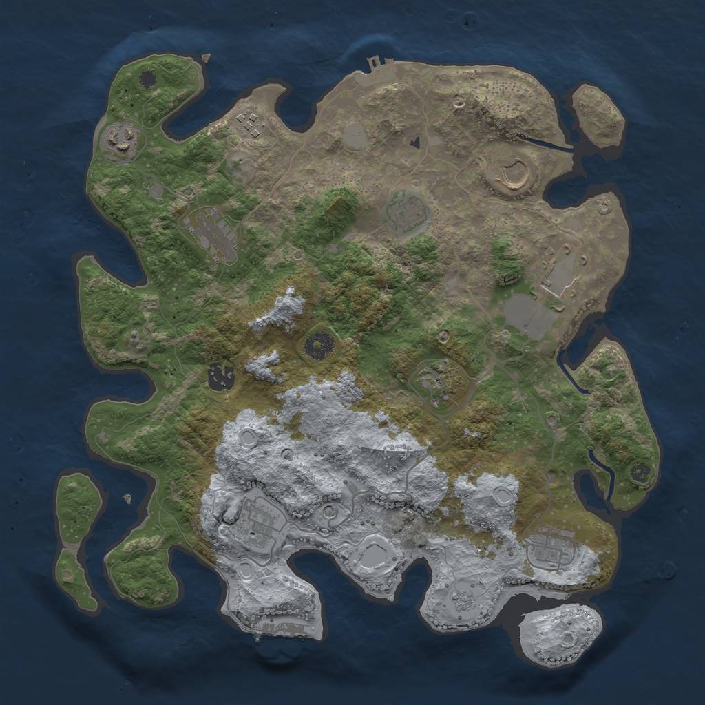Rust Map: Procedural Map, Size: 3700, Seed: 1547527480, 17 Monuments