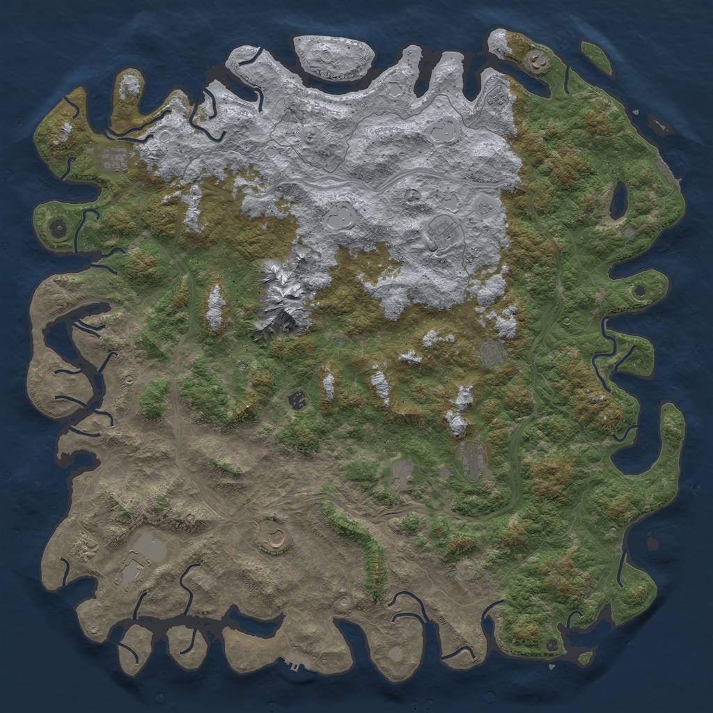 Rust Map: Procedural Map, Size: 6000, Seed: 1885010643, 18 Monuments