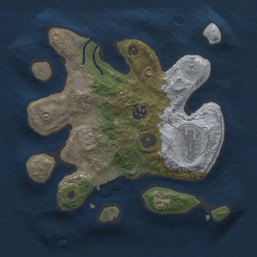 Rust Map: Procedural Map, Size: 2500, Seed: 43213231, 8 Monuments