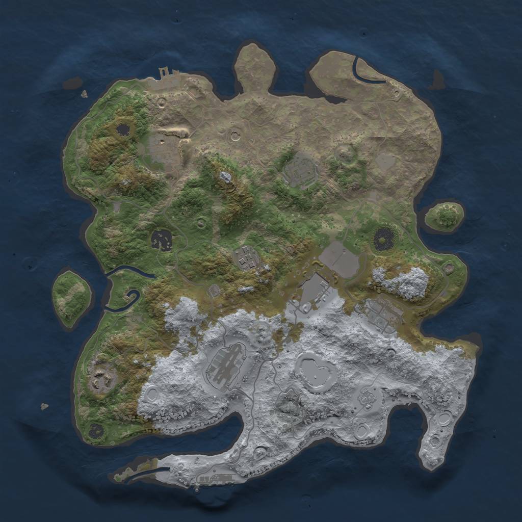 Rust Map: Procedural Map, Size: 3500, Seed: 286550, 15 Monuments