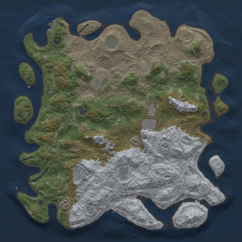 Rust Map: Procedural Map, Size: 4500, Seed: 997387972, 17 Monuments
