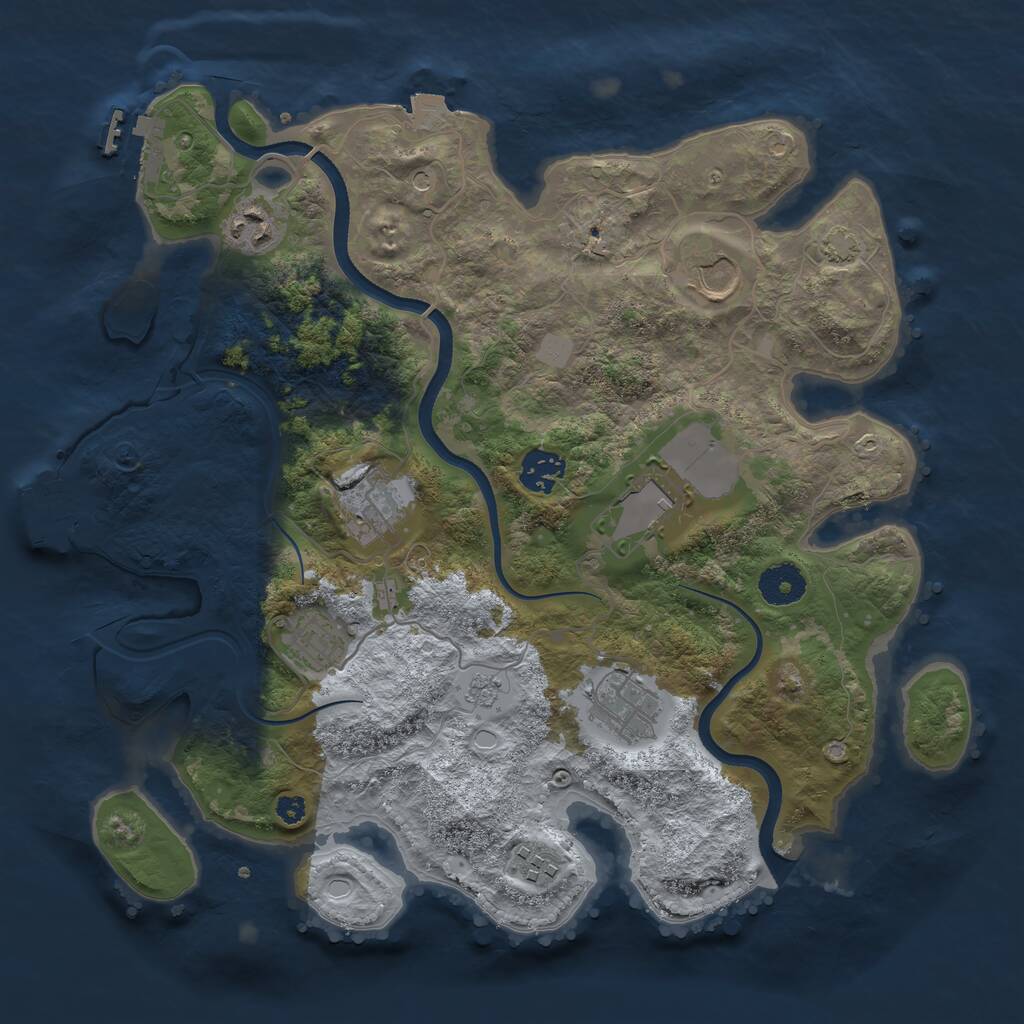 Rust Map: Procedural Map, Size: 3500, Seed: 361738408, 14 Monuments
