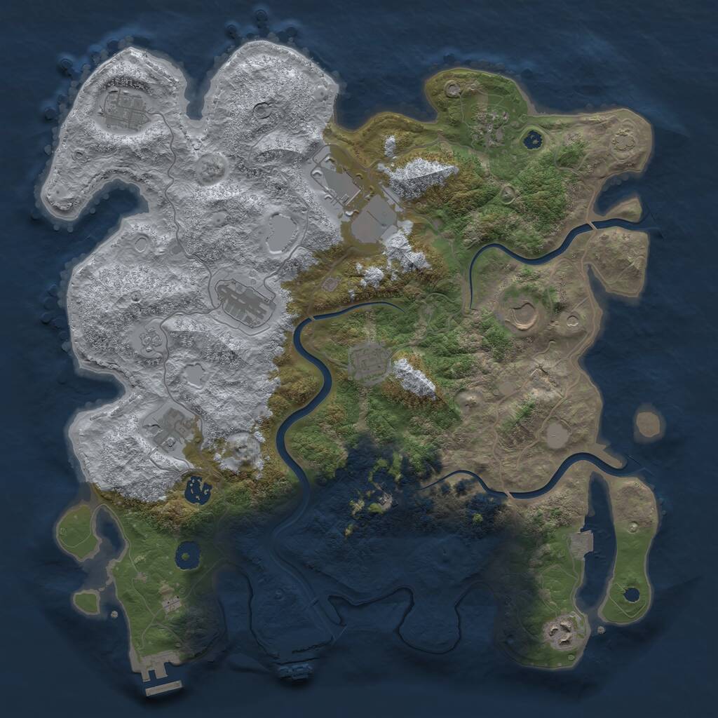 Rust Map: Procedural Map, Size: 3950, Seed: 76698964, 16 Monuments