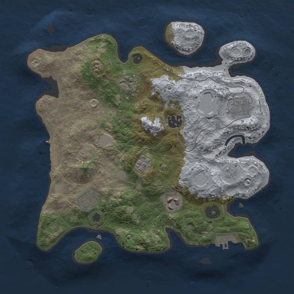 Rust Map: Procedural Map, Size: 3000, Seed: 33941, 12 Monuments
