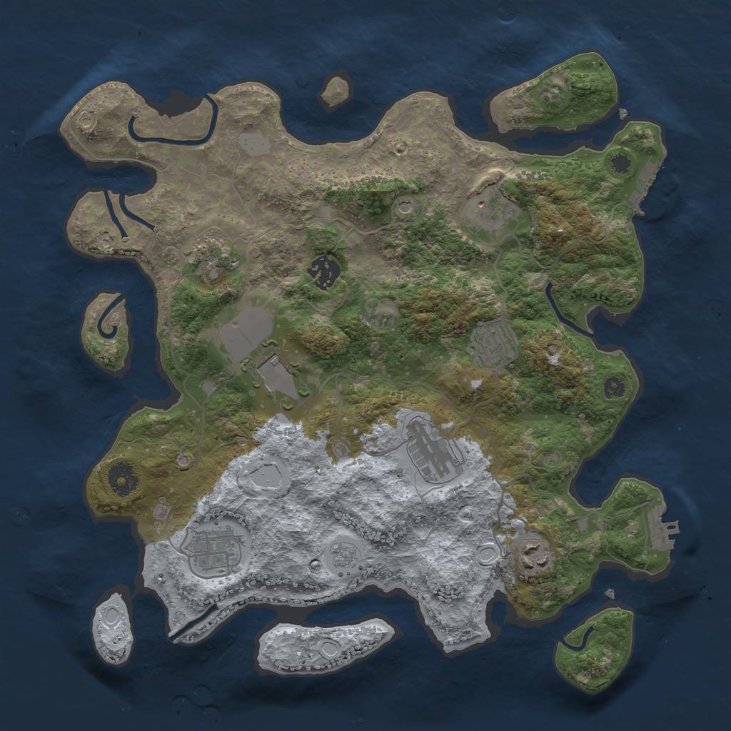 Rust Map: Procedural Map, Size: 3500, Seed: 648021379, 15 Monuments