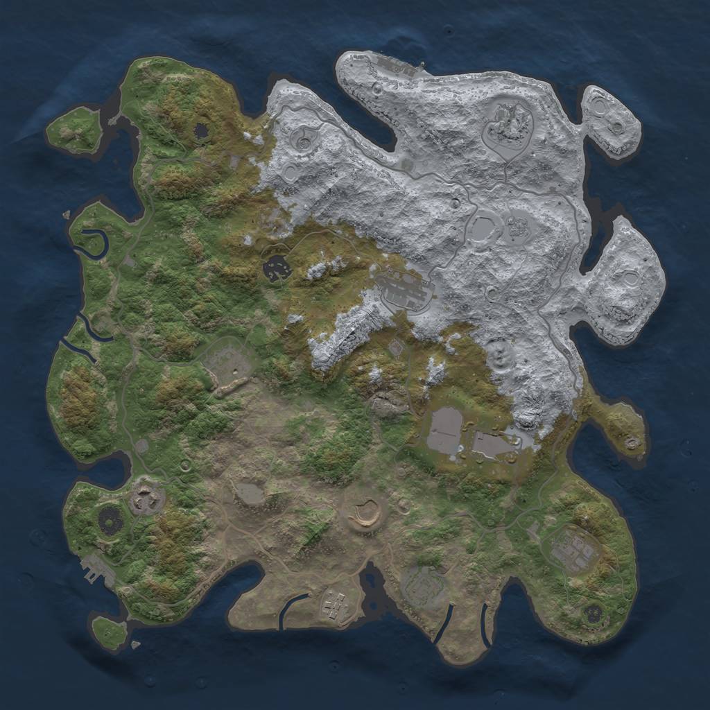 Rust Map: Procedural Map, Size: 4000, Seed: 1988199949, 17 Monuments
