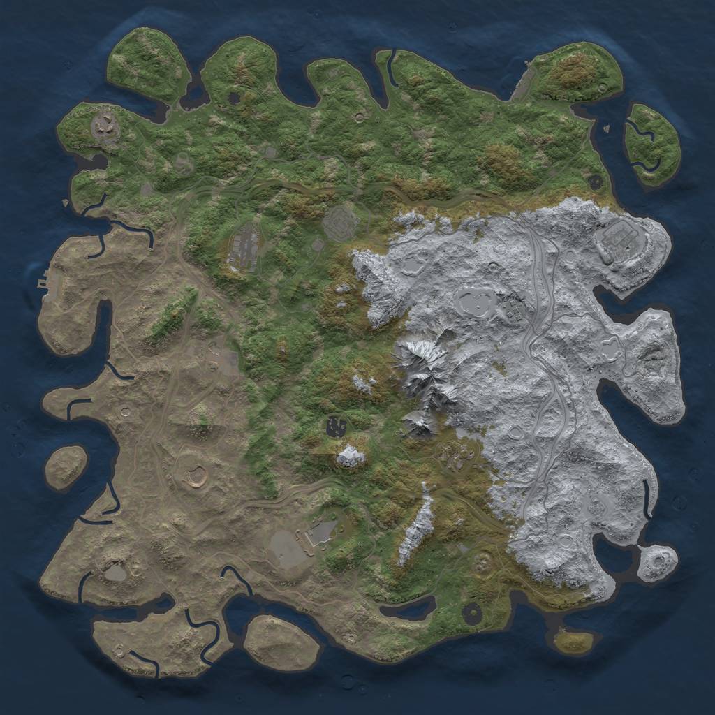 Rust Map: Procedural Map, Size: 5000, Seed: 222023, 17 Monuments