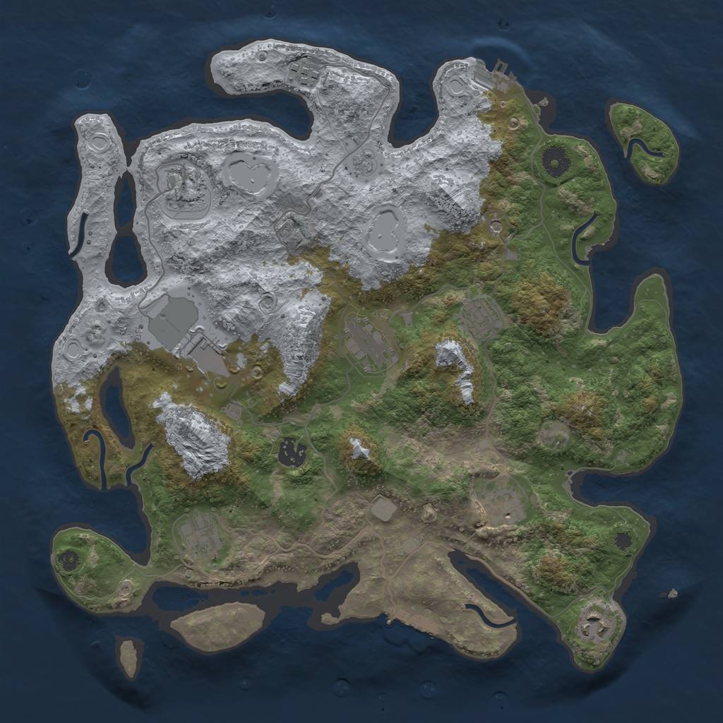 Rust Map: Procedural Map, Size: 3750, Seed: 9135729, 16 Monuments