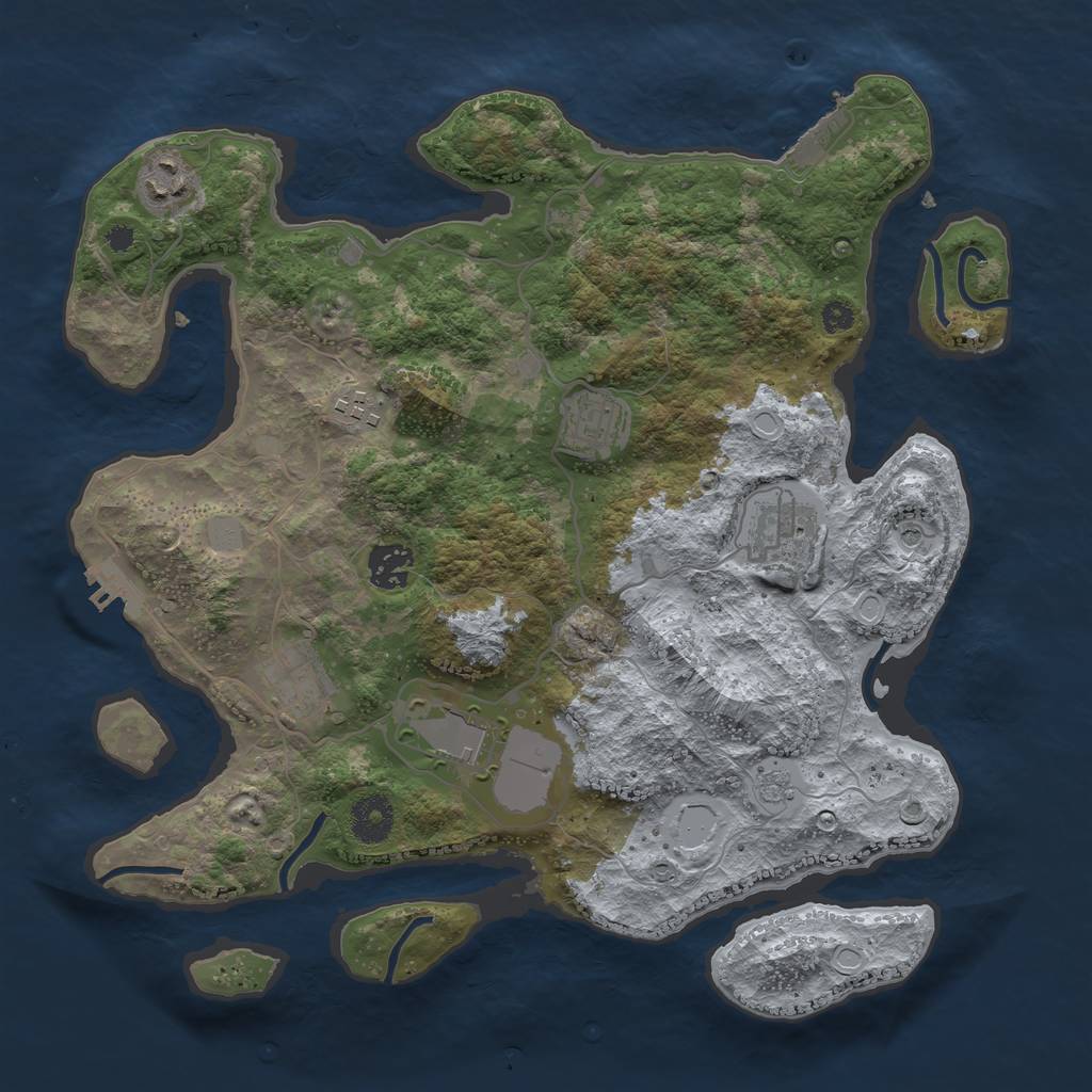 Rust Map: Procedural Map, Size: 3500, Seed: 22222, 14 Monuments