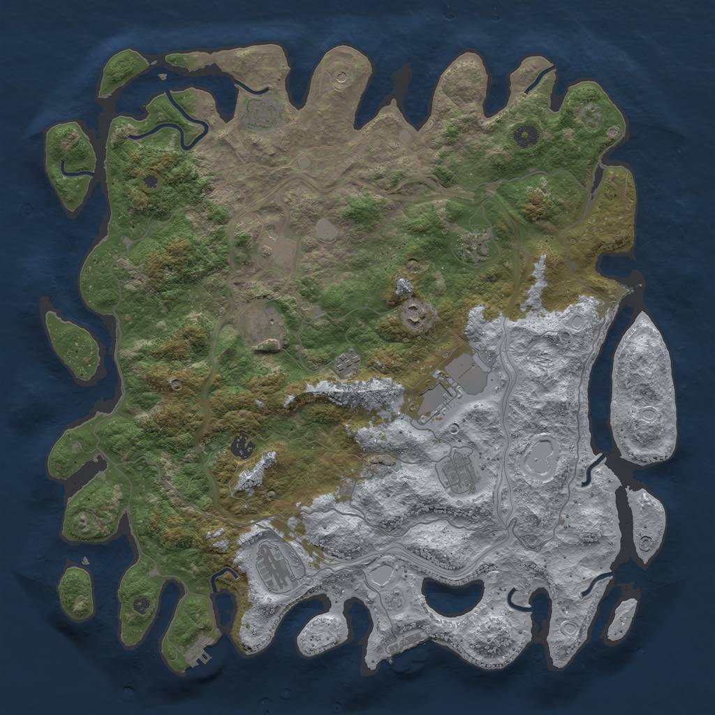 Rust Map: Procedural Map, Size: 4500, Seed: 75412145, 17 Monuments