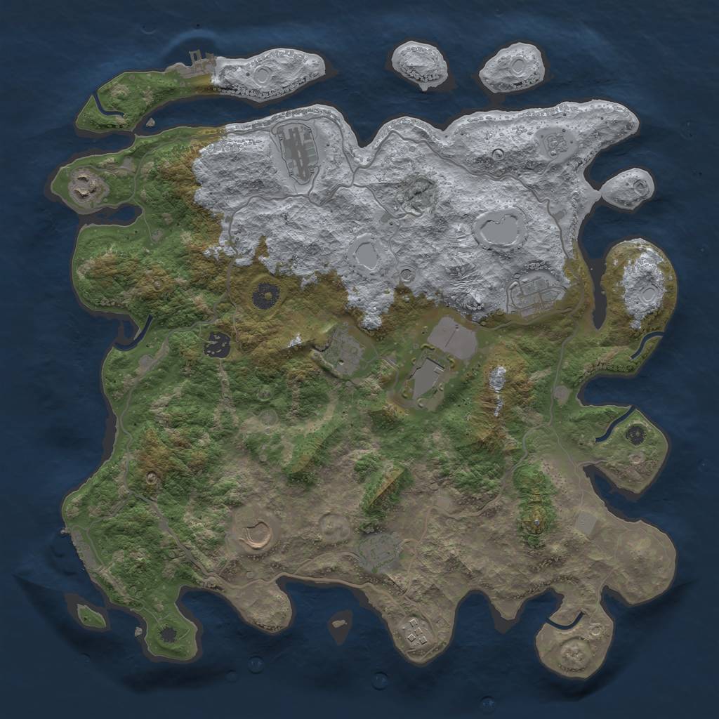 Rust Map: Procedural Map, Size: 4000, Seed: 2558, 16 Monuments