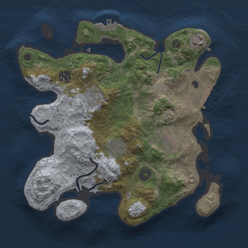 Rust Map: Procedural Map, Size: 3000, Seed: 915050, 11 Monuments