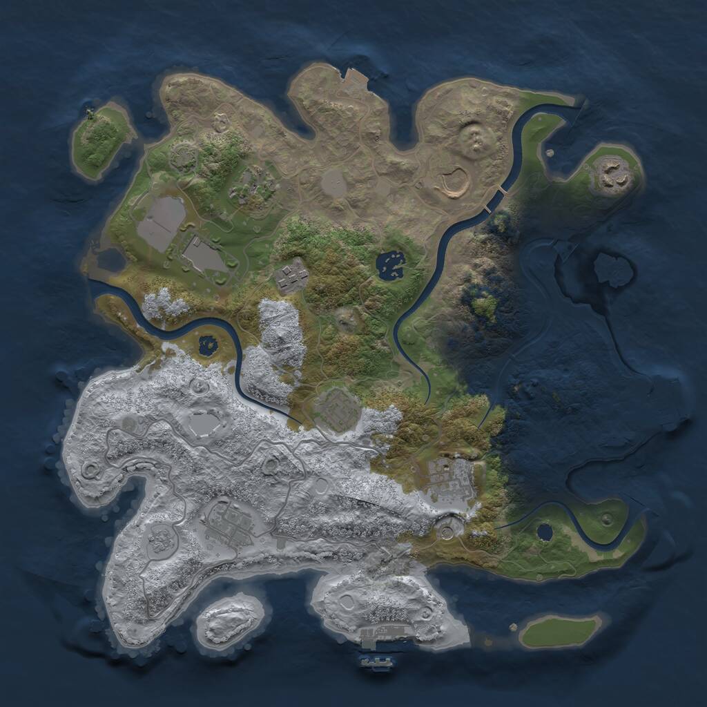Rust Map: Procedural Map, Size: 3500, Seed: 660098, 15 Monuments