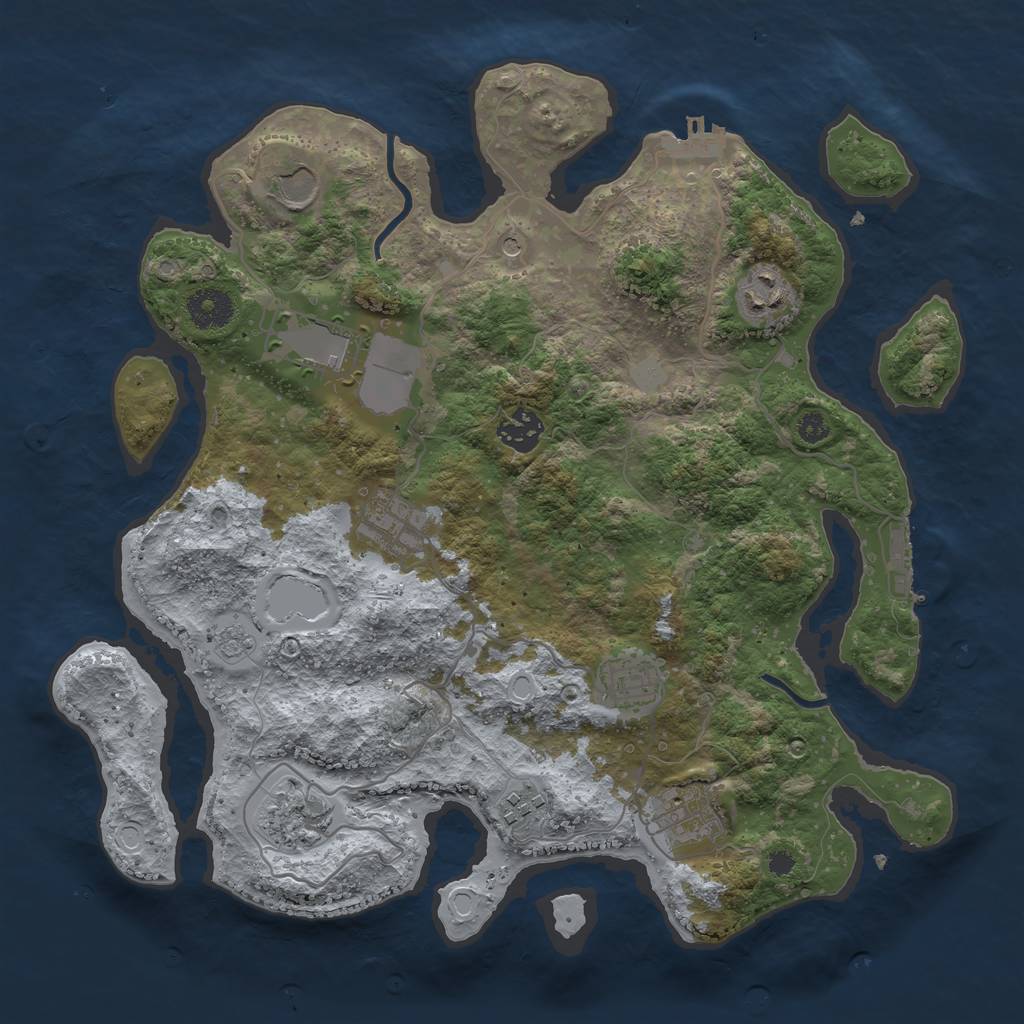 Rust Map: Procedural Map, Size: 3500, Seed: 2676, 16 Monuments