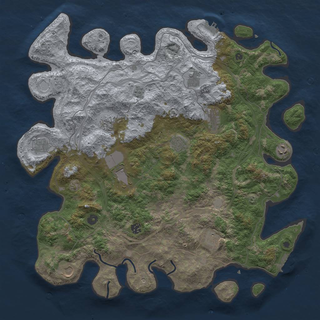 Rust Map: Procedural Map, Size: 4500, Seed: 166771429, 18 Monuments