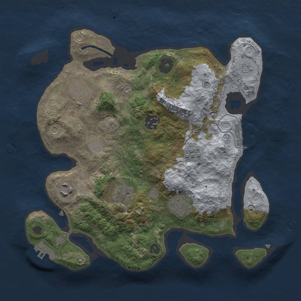Rust Map: Procedural Map, Size: 3000, Seed: 965790, 13 Monuments