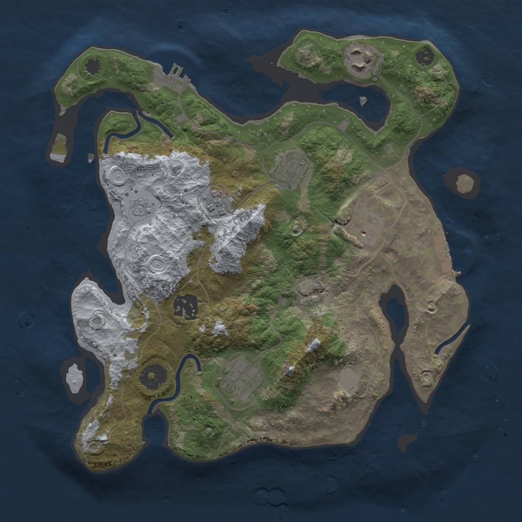 Rust Map: Procedural Map, Size: 3000, Seed: 608492, 12 Monuments