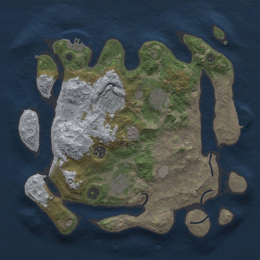 Rust Map: Procedural Map, Size: 3164, Seed: 13339, 12 Monuments