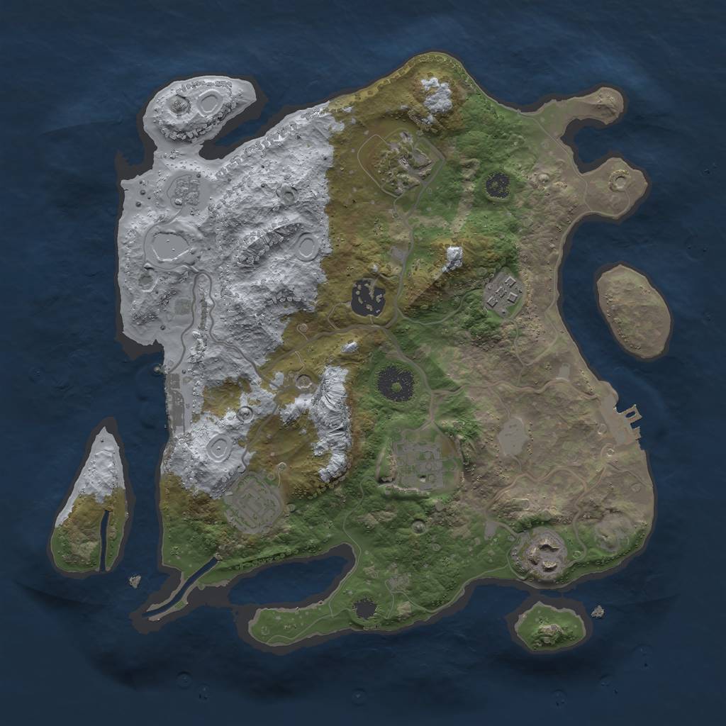 Rust Map: Procedural Map, Size: 3000, Seed: 20223, 13 Monuments