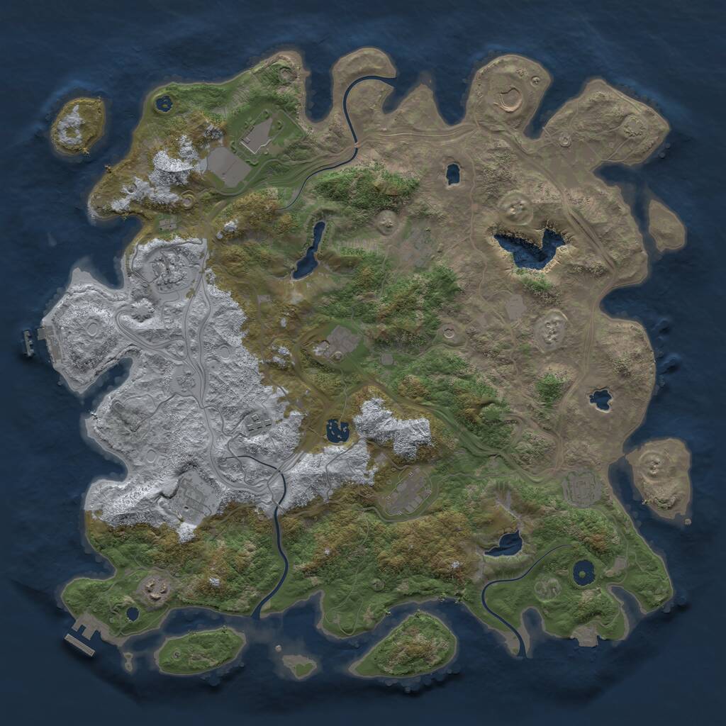 Rust Map: Procedural Map, Size: 4500, Seed: 2007601092, 17 Monuments