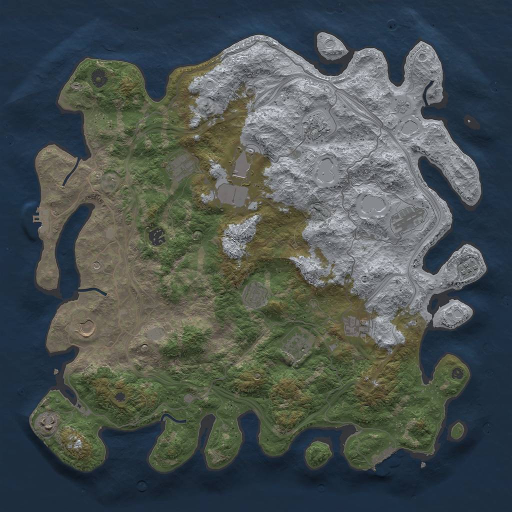 Rust Map: Procedural Map, Size: 4500, Seed: 841647248, 18 Monuments