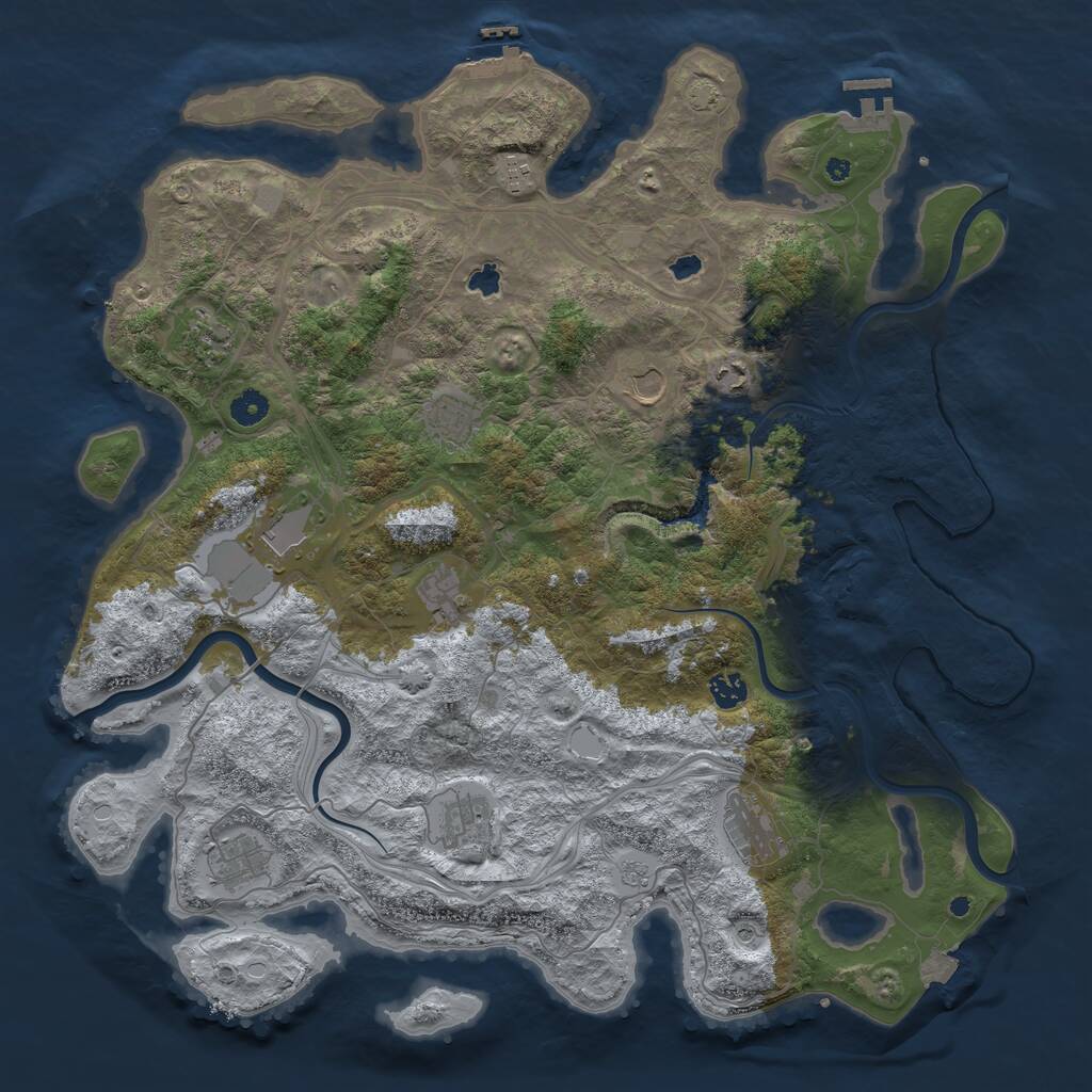 Rust Map: Procedural Map, Size: 4500, Seed: 110000, 17 Monuments