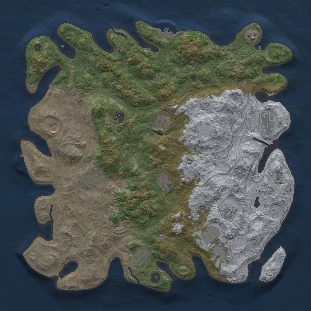 Rust Map: Procedural Map, Size: 4500, Seed: 434385501, 18 Monuments