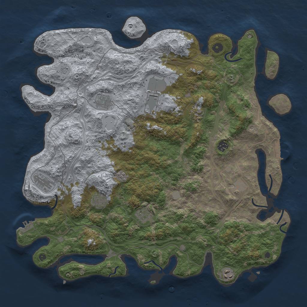 Rust Map: Procedural Map, Size: 4500, Seed: 1508271499, 17 Monuments