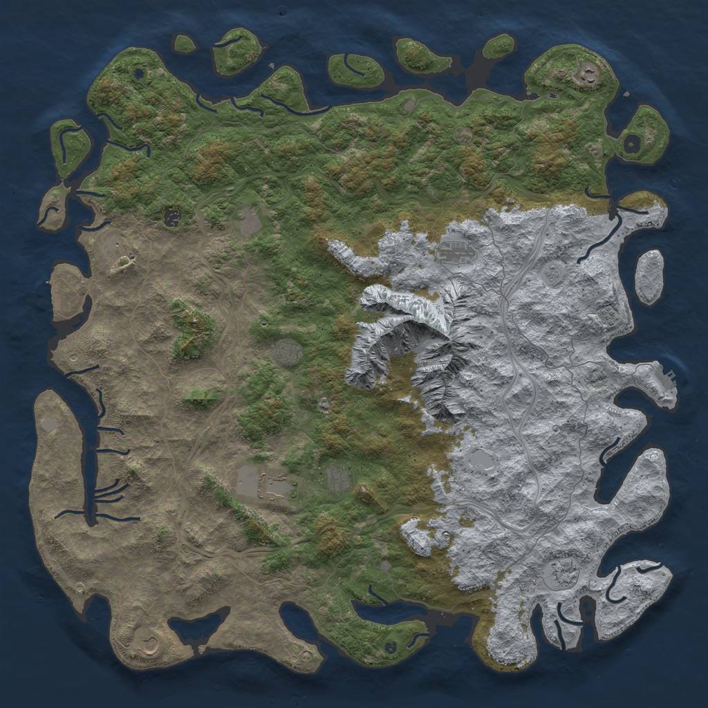 Rust Map: Procedural Map, Size: 6000, Seed: 299702208, 18 Monuments