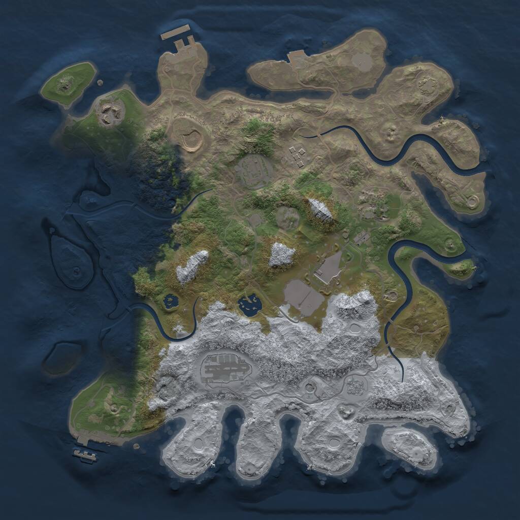Rust Map: Procedural Map, Size: 3500, Seed: 1915965572, 14 Monuments