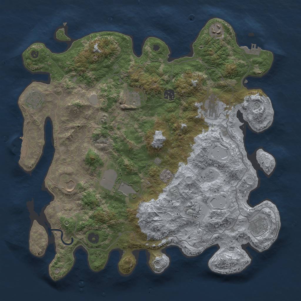 Rust Map: Procedural Map, Size: 4000, Seed: 21375489, 17 Monuments