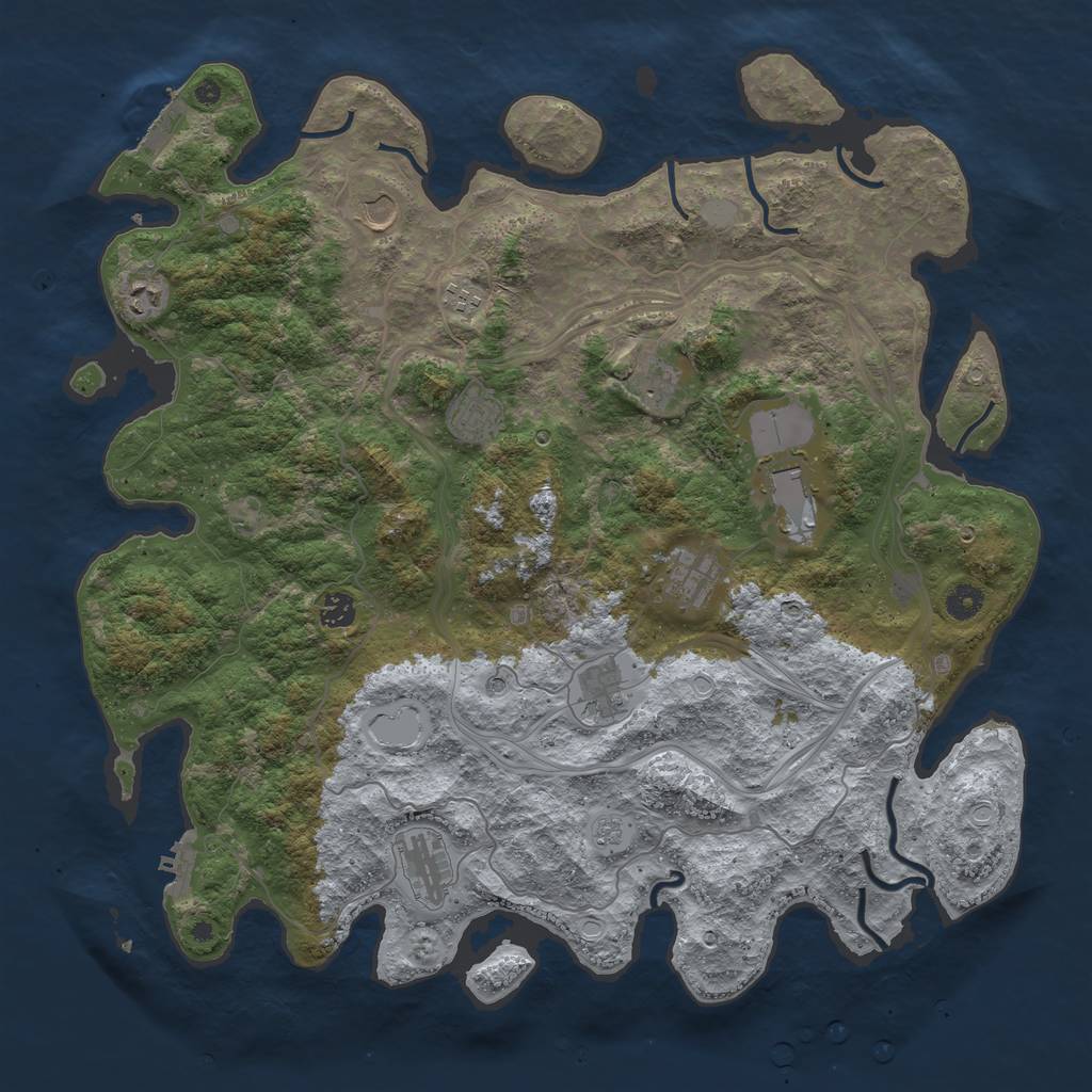 Rust Map: Procedural Map, Size: 4500, Seed: 1989, 17 Monuments