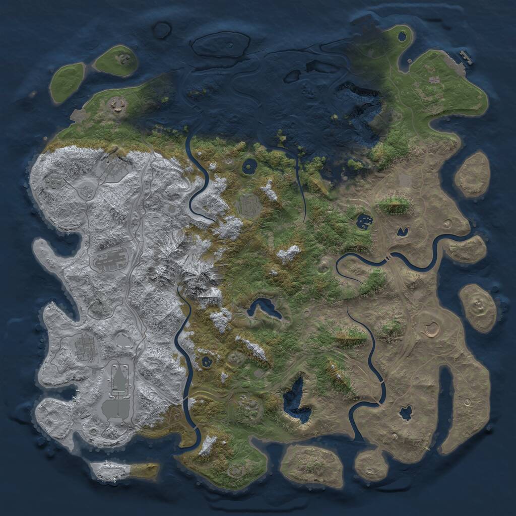 Rust Map: Procedural Map, Size: 5000, Seed: 198445649, 17 Monuments