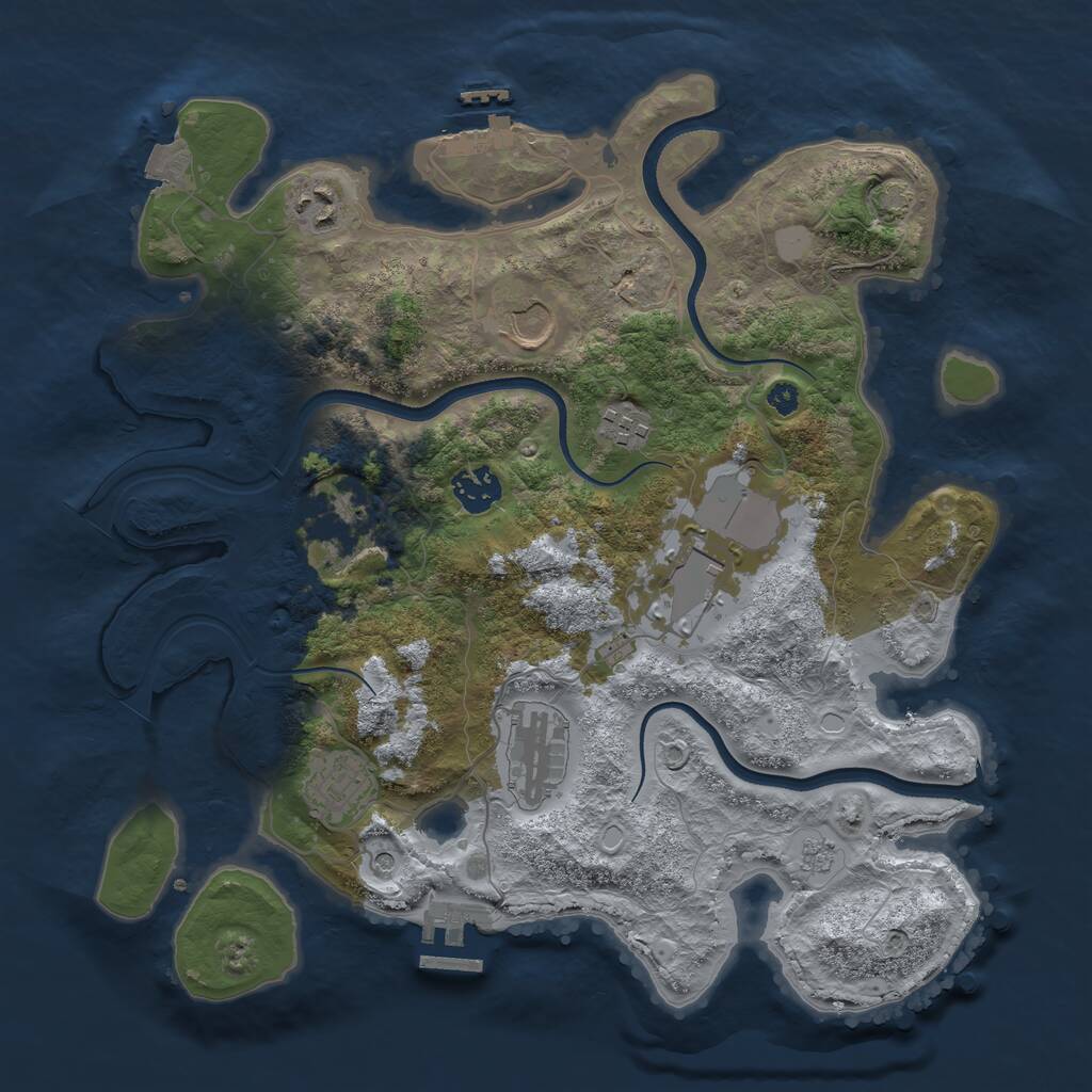 Rust Map: Procedural Map, Size: 3500, Seed: 1938347009, 14 Monuments