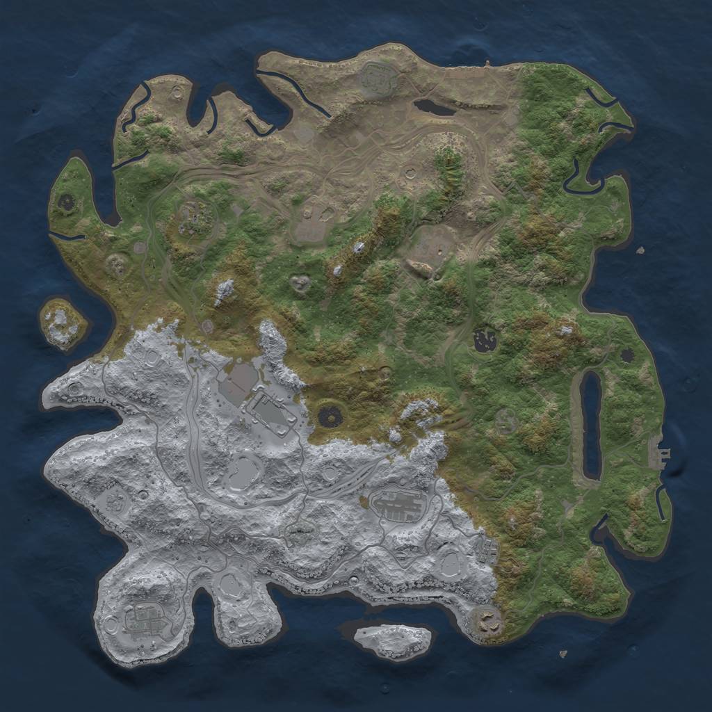 Rust Map: Procedural Map, Size: 4500, Seed: 1558591650, 17 Monuments