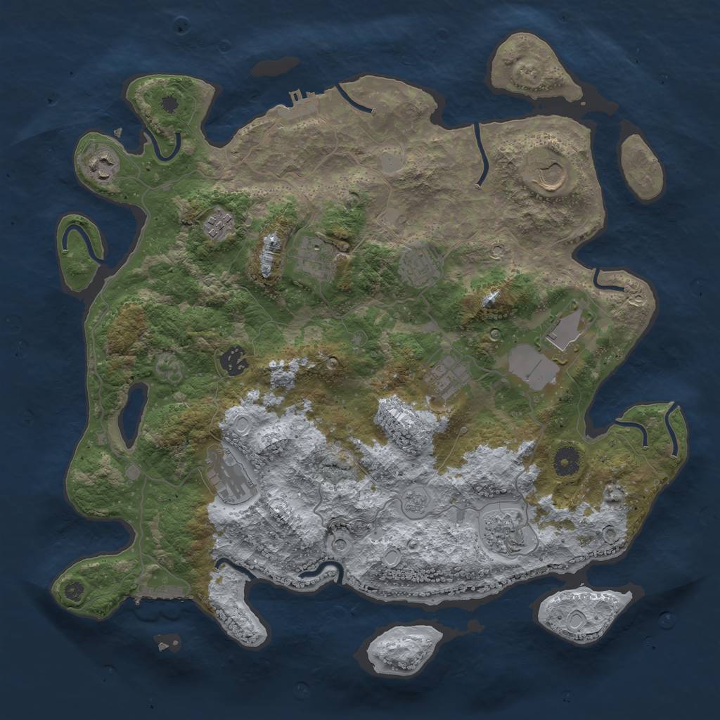 Rust Map: Procedural Map, Size: 3850, Seed: 30169359, 17 Monuments