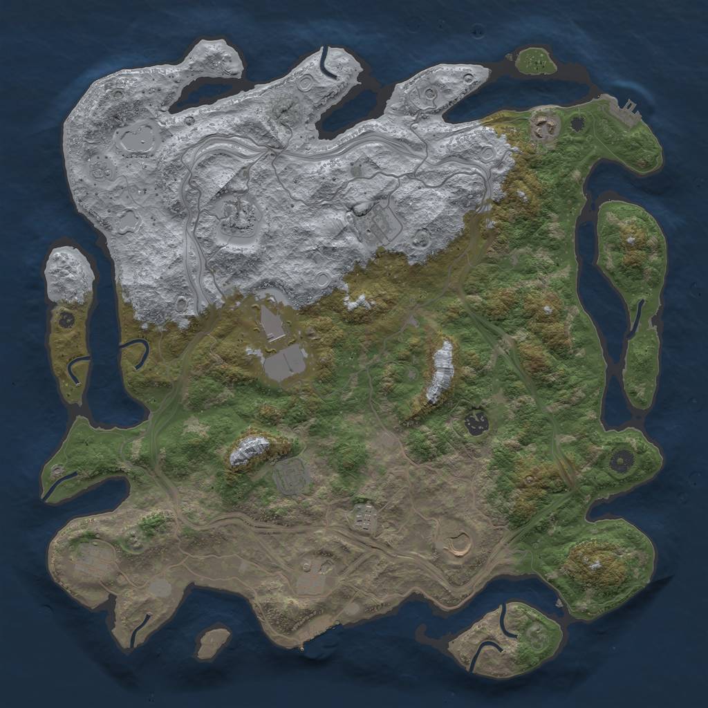 Rust Map: Procedural Map, Size: 4500, Seed: 14500037, 17 Monuments