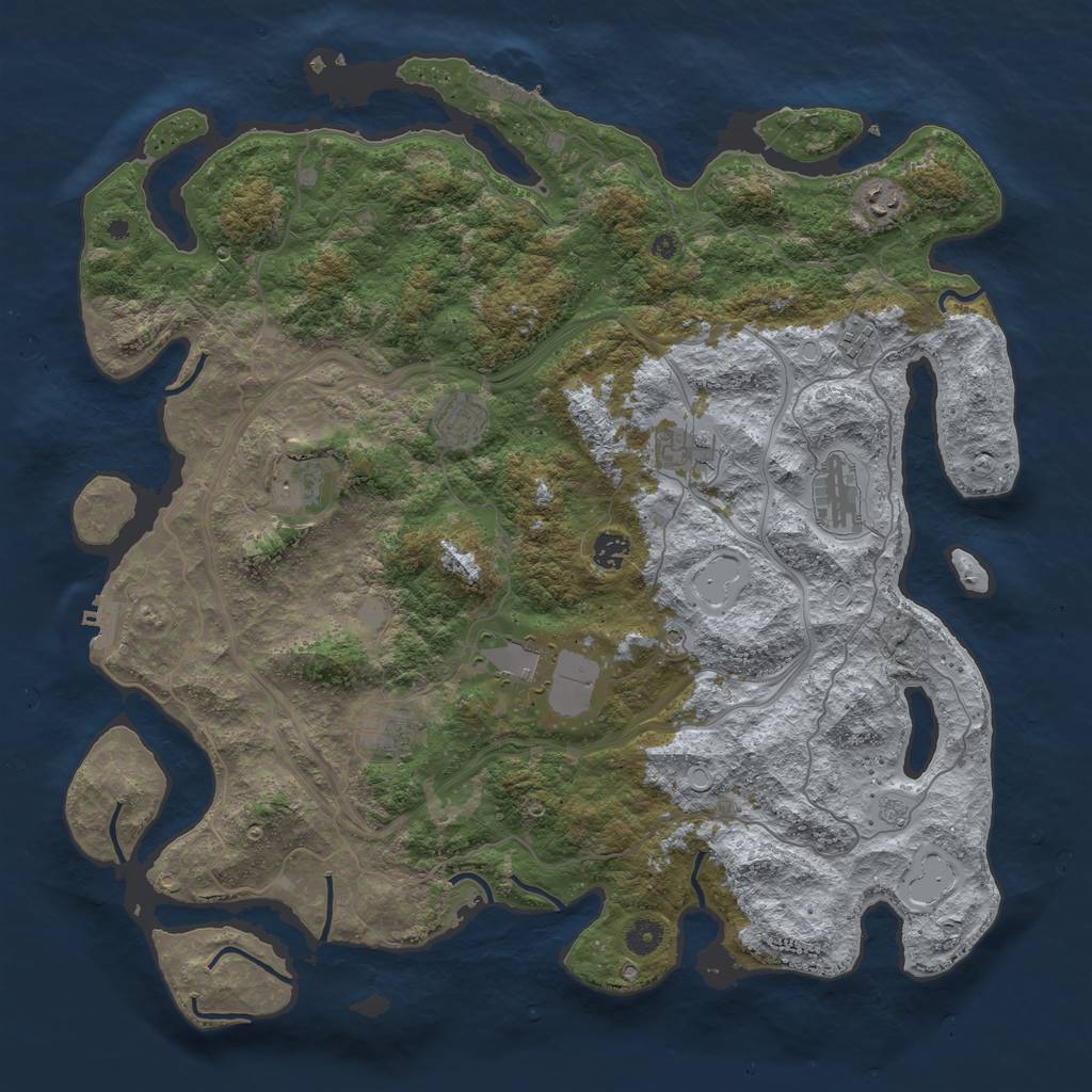 Rust Map: Procedural Map, Size: 4500, Seed: 1263371588, 16 Monuments