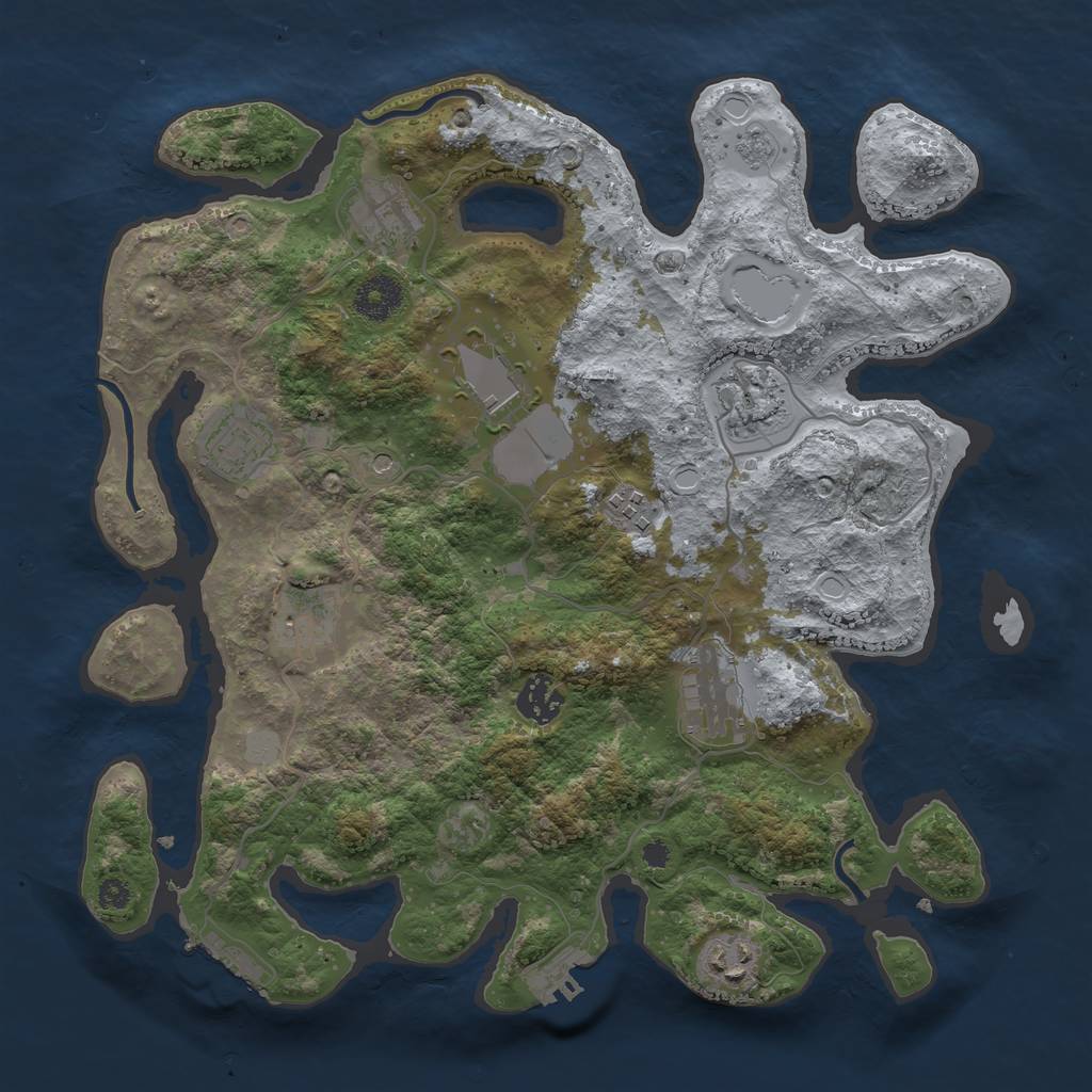 Rust Map: Procedural Map, Size: 3500, Seed: 54437733, 16 Monuments