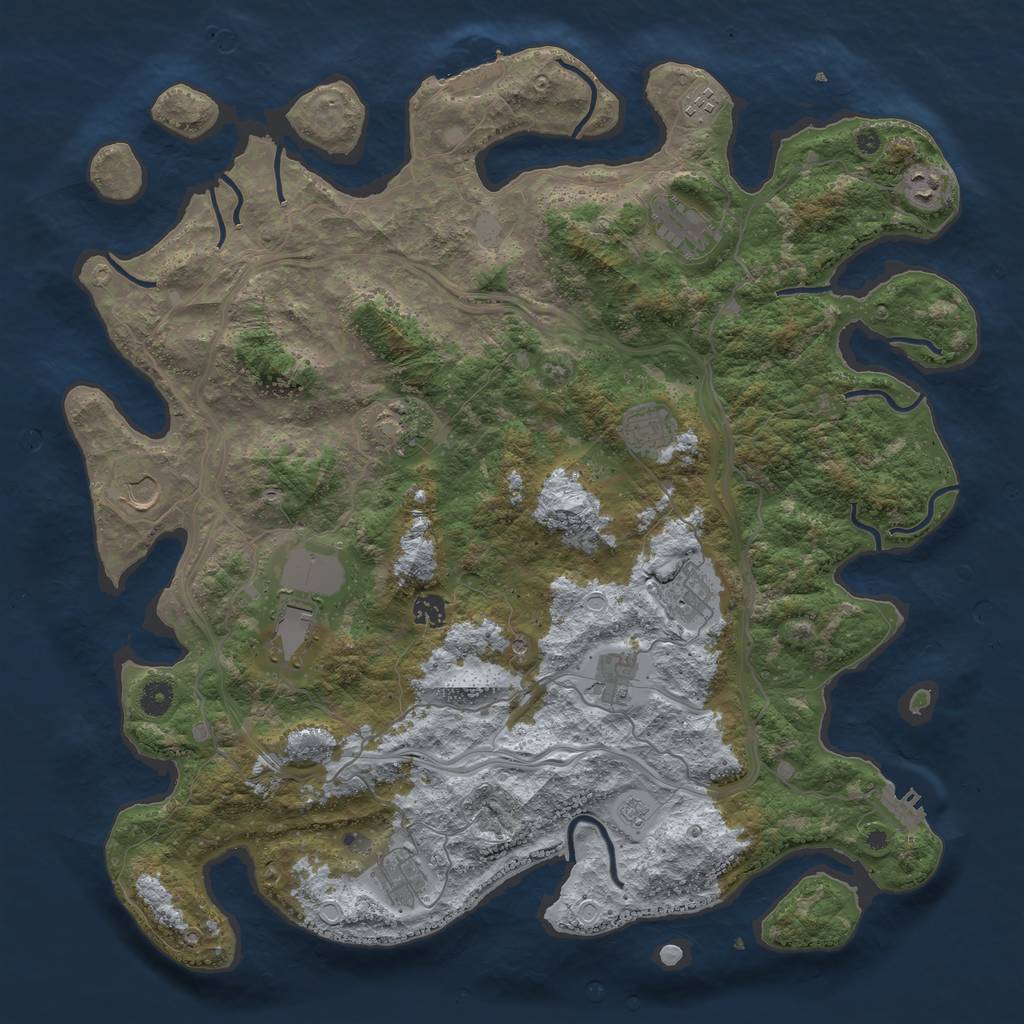 Rust Map: Procedural Map, Size: 4500, Seed: 2031179429, 18 Monuments