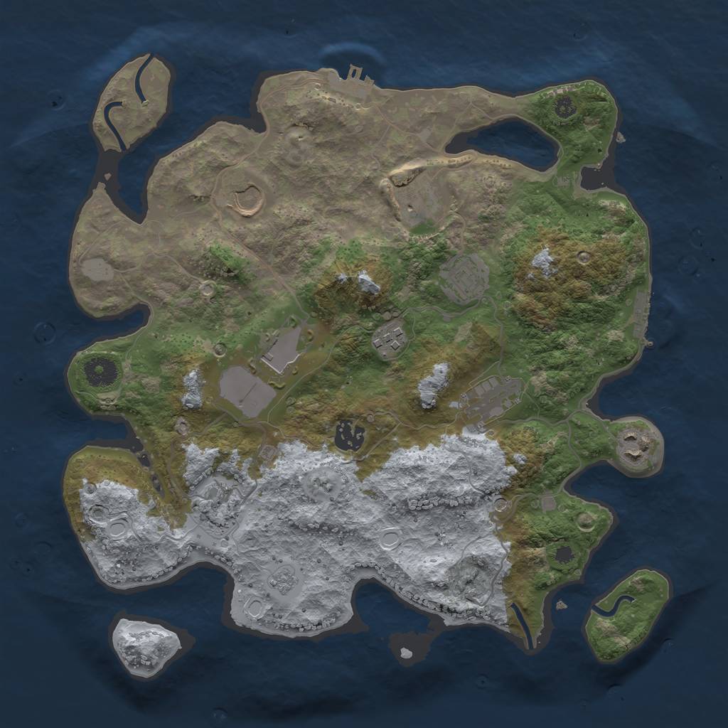 Rust Map: Procedural Map, Size: 3500, Seed: 1449860443, 16 Monuments