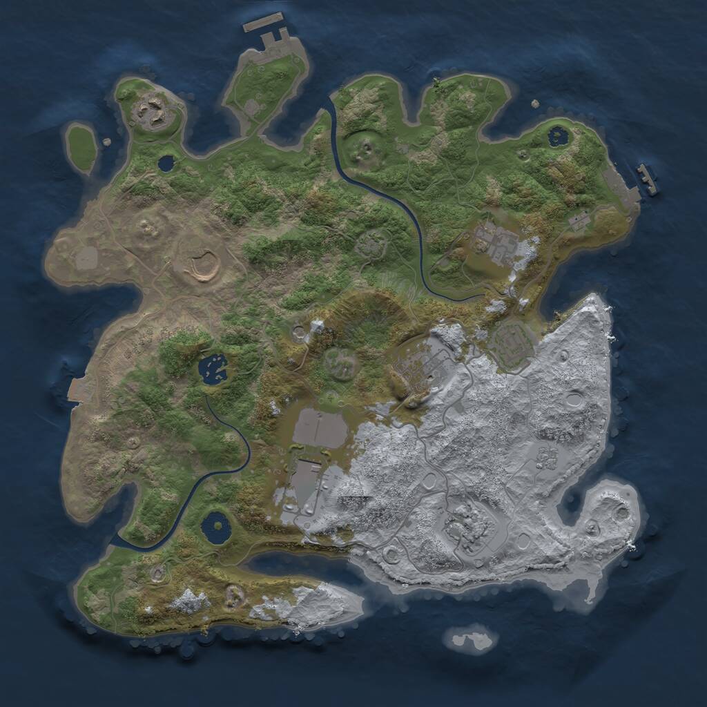 Rust Map: Procedural Map, Size: 3500, Seed: 6747, 14 Monuments